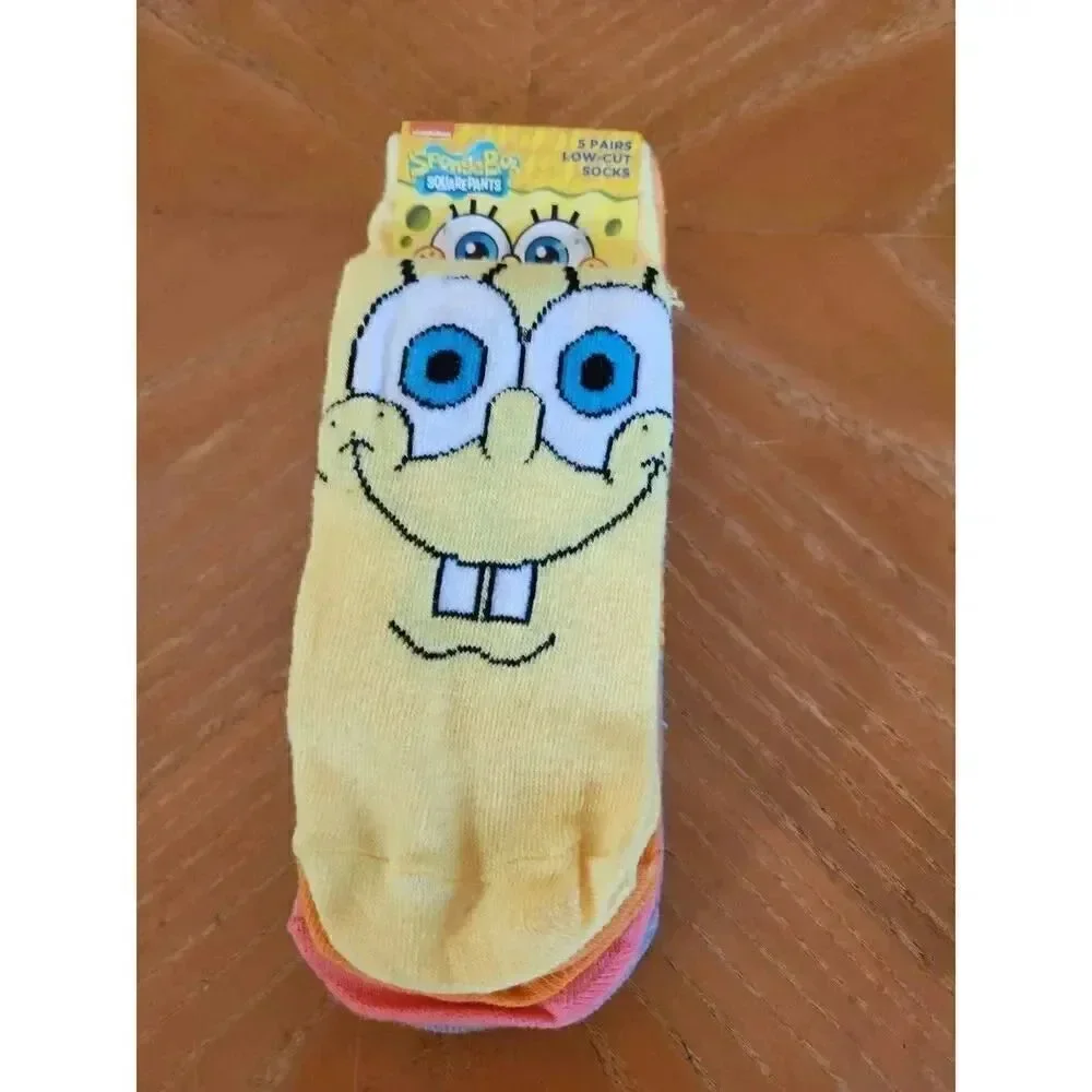 SpongeBob 5 pair low cut socks women's size L